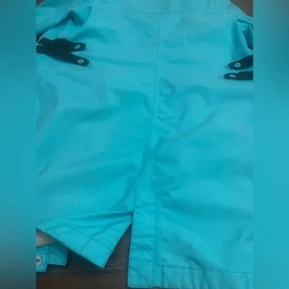 Merrell Long Jacket L Women Bright Blue/turquoise Nylon Snaps Full Zip Lined - Picture 6 of 11